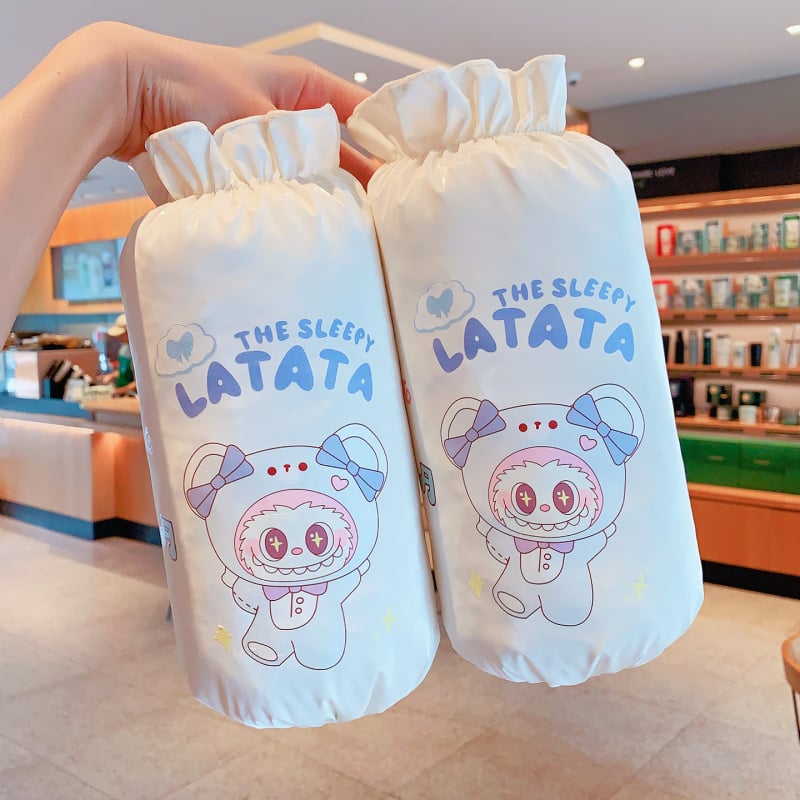 За момичета: Ръкавни протектори за зимни пухени якета – антизамърсяване, плат, релефен принт, карикатурен модел, възраст 3–13 години