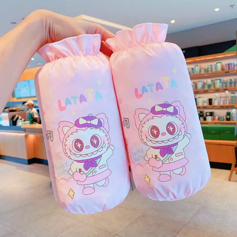 За момичета: Ръкавни протектори за зимни пухени якета – антизамърсяване, плат, релефен принт, карикатурен модел, възраст 3–13 години