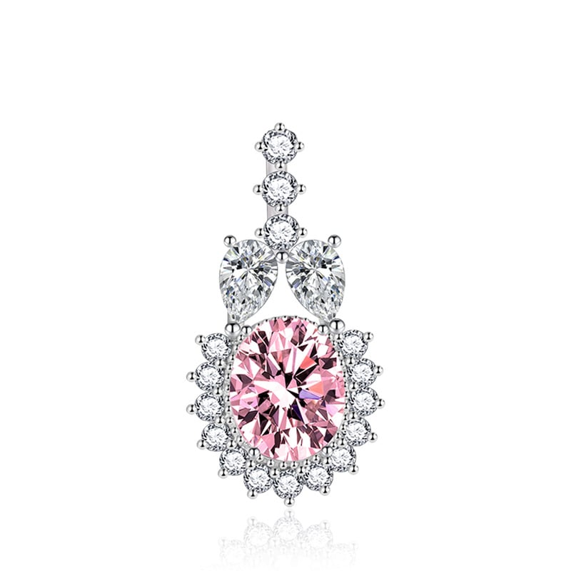 Oval European–American ékszerszett cirkóniával: fülbevaló, gyűrű és medál, réz alapanyag, elektroplakolás, O-lánc