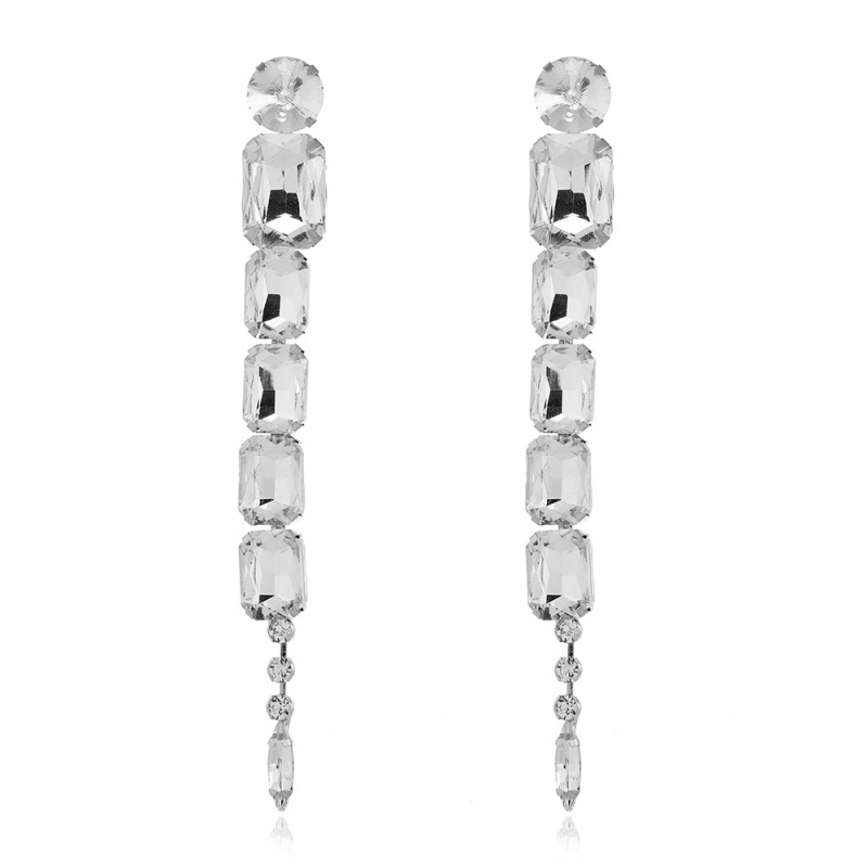 Set ogrlice i naušnica od legure, obrada dijamantom, privjesak s rhinestones, lanac u obliku vodnog vala, lagani luksuz stil