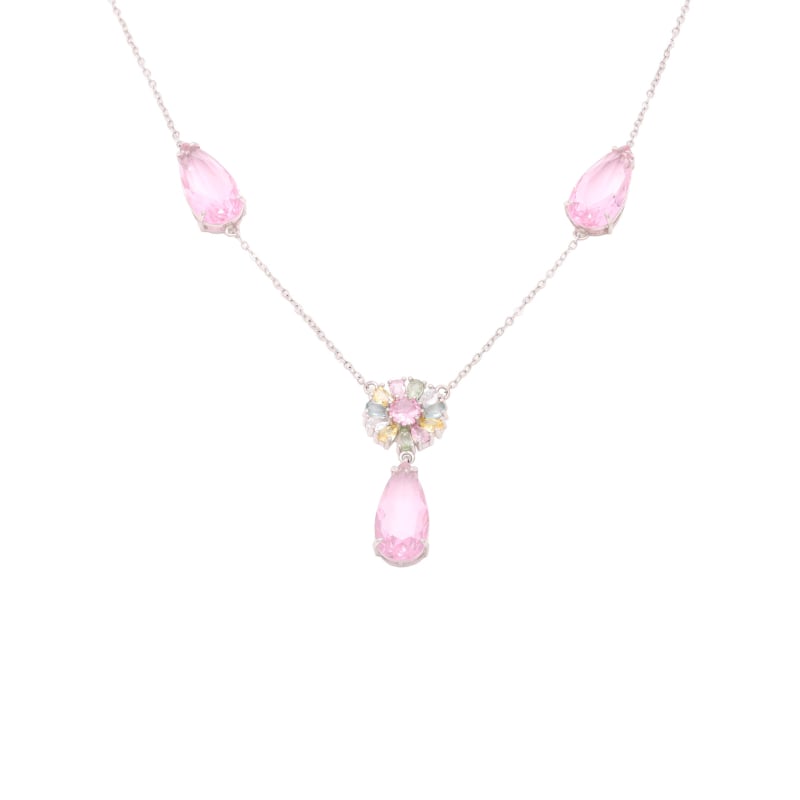 Set de bijuterii pentru femei: cercei și colier, cupru placat 18K aur, petale de zircon în formă de picătură de apă