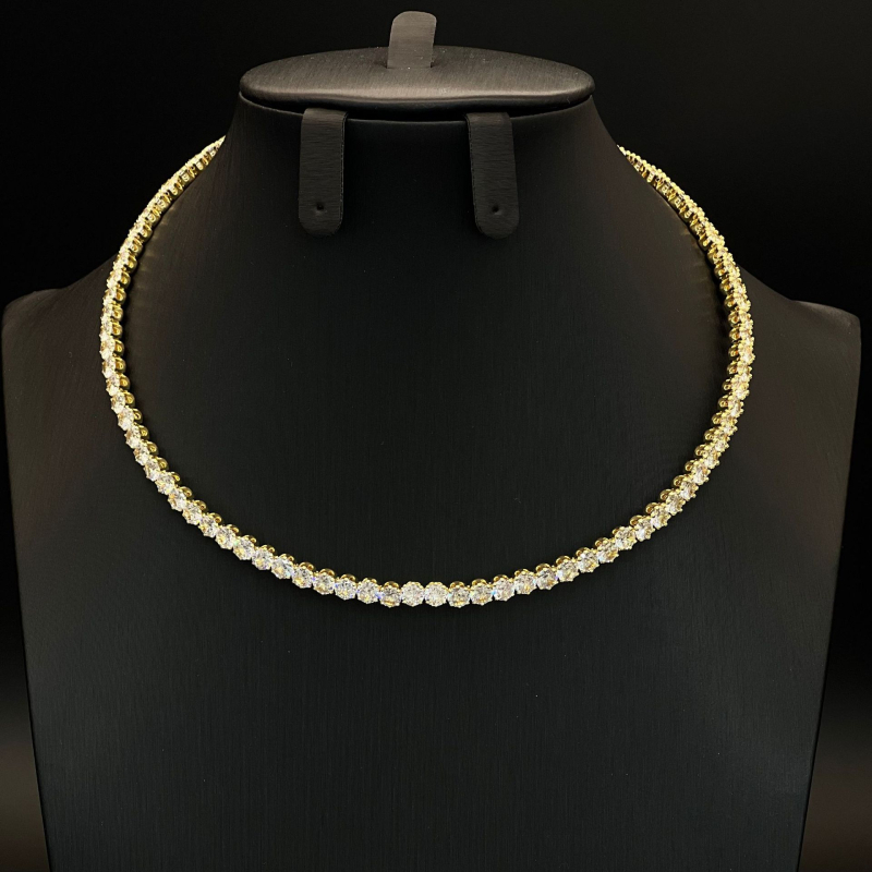 Női choker és karkötő készlet cirkóniával, négyszögletes medállal, könnyed luxus stílus