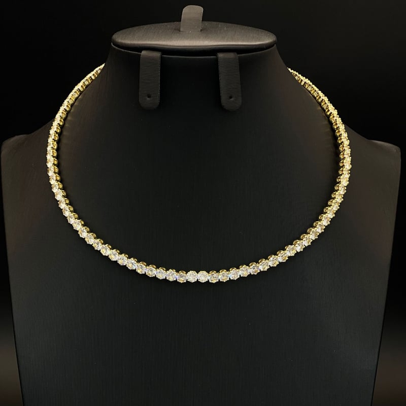 Női choker és karkötő készlet cirkóniával, négyszögletes medállal, könnyed luxus stílus