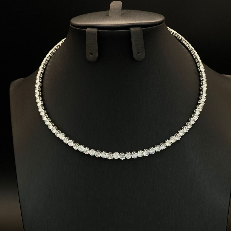 Női choker és karkötő készlet cirkóniával, négyszögletes medállal, könnyed luxus stílus