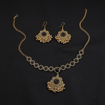Set ogrlice s geometrijskim cvjetnim dizajnom, metal, privjesak s rhinestones, normalan lanac, 49,5 g, proljeće 2024