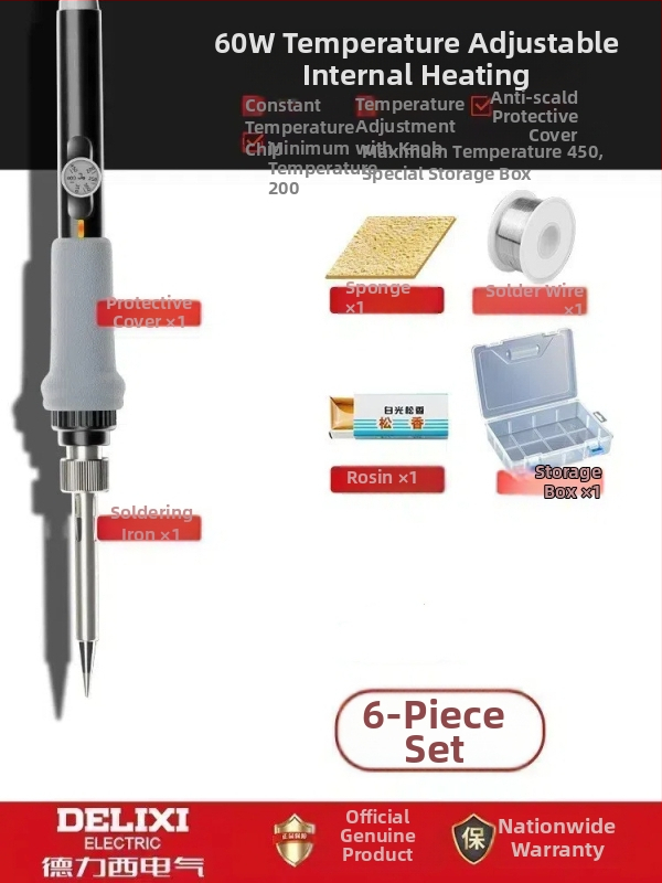 Delixi litavimo geležis su vidiniu šildymu – namų rinkinys, reguliuojama temperatura, keraminiu šildymo elementu, skirtas litavimui, desoldering ir pirografijai