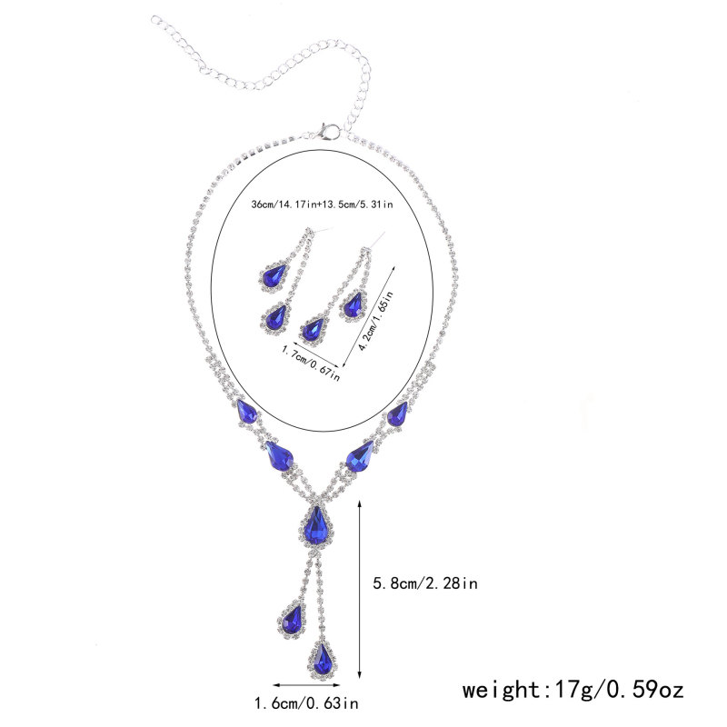 Set nakita: Rhinestone, ručna izrada, lagani luksuz, naušnice i ogrlica, oblici: srce / kapljica / zvončić