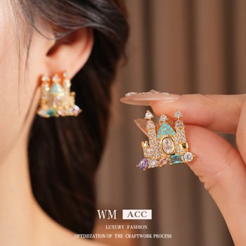 Valódi aranyozott cirkón kastély fülbevaló és nyaklánc készlet, réz alapú, kulcscsont típusú lánccal, nőknek, magas minőségű divat