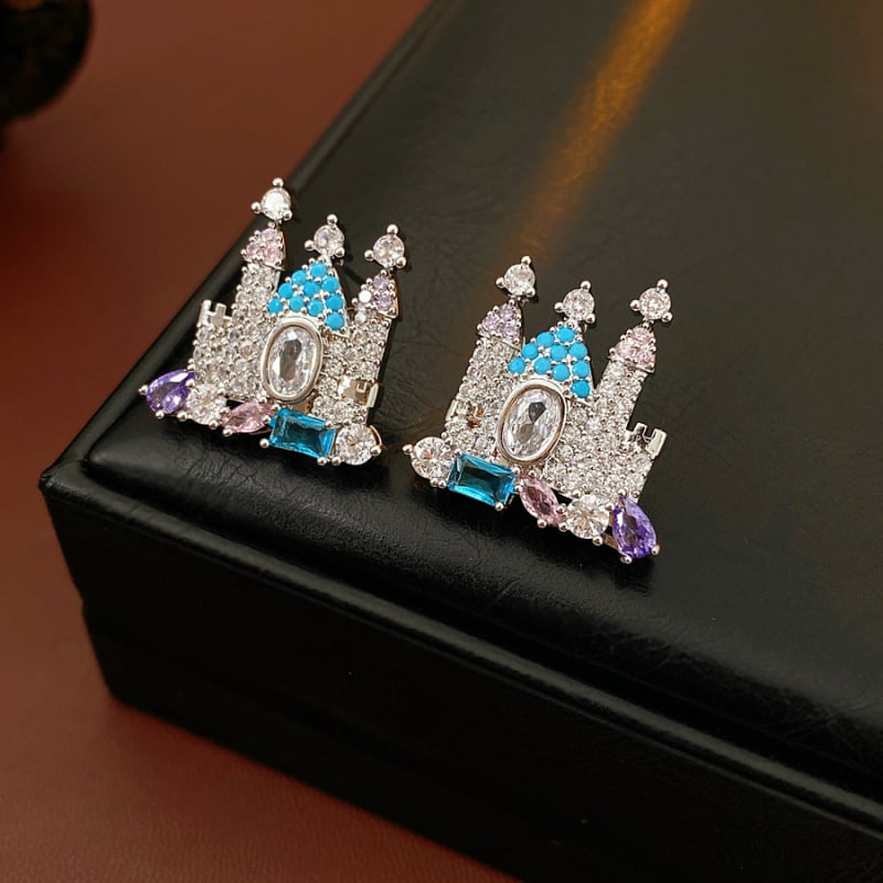 Valódi aranyozott cirkón kastély fülbevaló és nyaklánc készlet, réz alapú, kulcscsont típusú lánccal, nőknek, magas minőségű divat