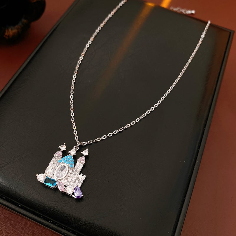 Valódi aranyozott cirkón kastély fülbevaló és nyaklánc készlet, réz alapú, kulcscsont típusú lánccal, nőknek, magas minőségű divat