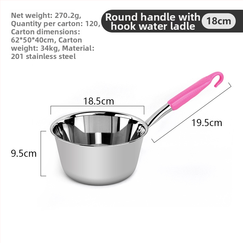 Nerūsējošā tērauda ūdens lādelis ar dziļu garu rokturi – integrēts dizains, virtuves zupas lādelīte, pielāgojama