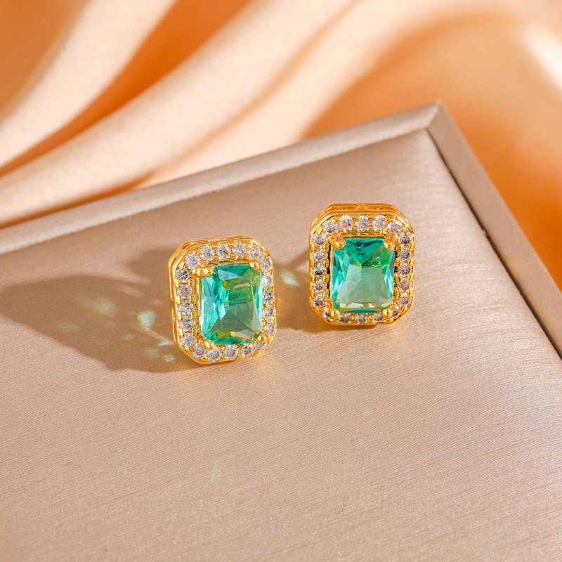 Titánium acélból készített ékszerszett, cirkóni, fülbevaló és nyaklánc, négyszögletes mintázat, O-alakú lánc, gyémántcsiszolás