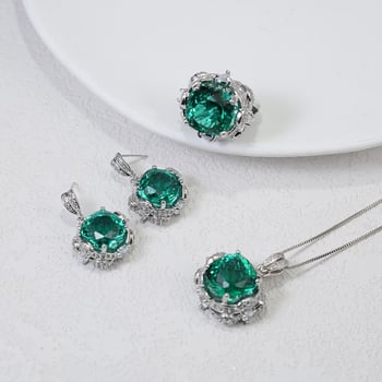 Négyszögletű gyémánt betétes ékszerszett: fülbevalók, nyaklánc és gyűrű, réz alapú, ötvözet medál