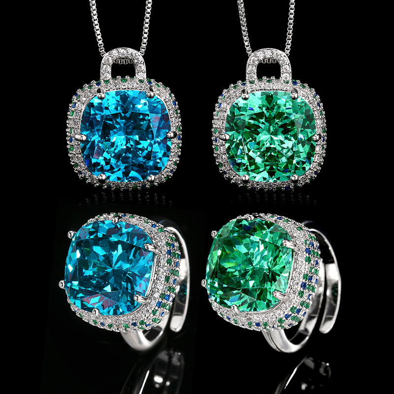 Y672 szett – rézből készült nyaklánc és gyűrű, cirkón beépítés, doboz lánc, irodai stílus