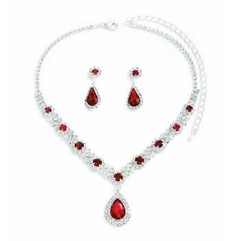 Set nakita s rhinestones (ogrlica, narukvica i naušnice) s O-lancem, privjesci od rhinestona, elektroplating završna obrada, uzorci: Ljubav / Kap vode / Zvono