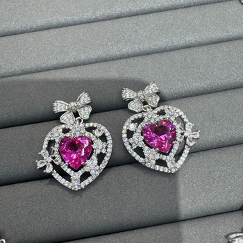 Zirconia Hercegnő Szív Nyaklánc és Fülbevaló Készlet – Réz, elektroplatt bevonat, bővíthető lánc, 2025 nyár