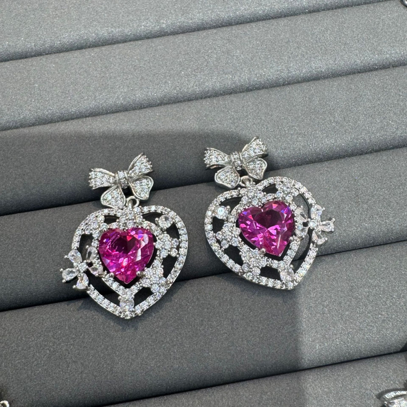 Zirconia Hercegnő Szív Nyaklánc és Fülbevaló Készlet – Réz, elektroplatt bevonat, bővíthető lánc, 2025 nyár