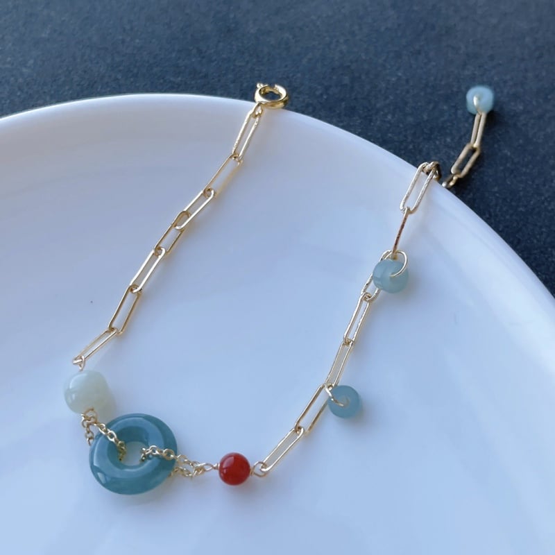 Nefrita abaku kulons rokassprādze, ledaina tipa, dabīgs nefriti A klases, roku darbs, pārklāta ar 14K zeltu