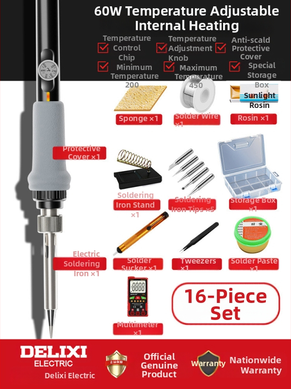Delixi Keramiskais Lodāmurs – Regulējama Temperatūra, Komplektā Lodāmurs ar Pildspalvu un Pistoli, Piemērots Lodēšanai, Desoldering un Pyrogrāfijai