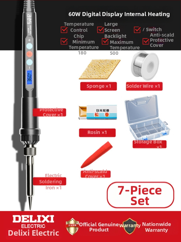 Delixi Keramiskais Lodāmurs – Regulējama Temperatūra, Komplektā Lodāmurs ar Pildspalvu un Pistoli, Piemērots Lodēšanai, Desoldering un Pyrogrāfijai