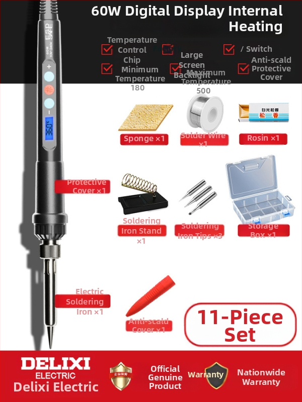Delixi Keramiskais Lodāmurs – Regulējama Temperatūra, Komplektā Lodāmurs ar Pildspalvu un Pistoli, Piemērots Lodēšanai, Desoldering un Pyrogrāfijai