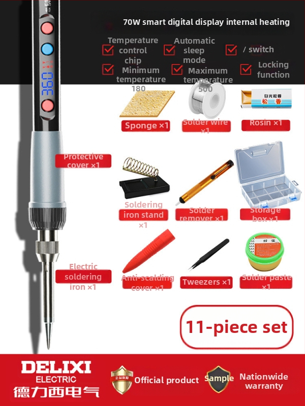Delixi Keramiskais Lodāmurs – Regulējama Temperatūra, Komplektā Lodāmurs ar Pildspalvu un Pistoli, Piemērots Lodēšanai, Desoldering un Pyrogrāfijai
