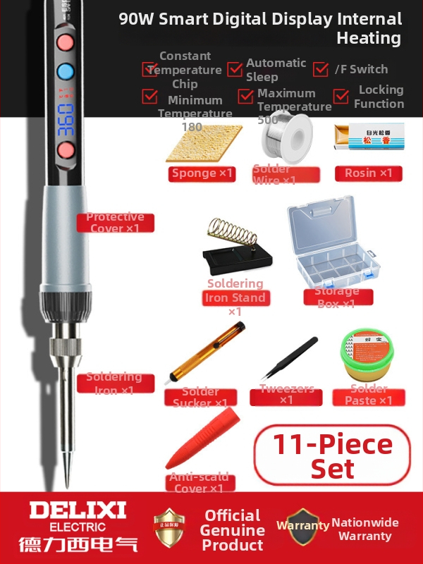 Delixi Keramiskais Lodāmurs – Regulējama Temperatūra, Komplektā Lodāmurs ar Pildspalvu un Pistoli, Piemērots Lodēšanai, Desoldering un Pyrogrāfijai