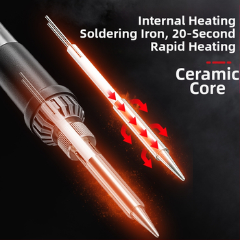 Delixi fier de lipit electric cu încălzire internă – temperatură reglabilă, element de încălzire ceramic, pentru lipire, dezlipire și pirografie