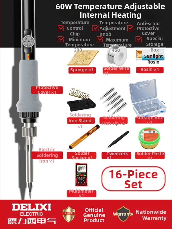 Delixi fier de lipit electric cu încălzire internă – temperatură reglabilă, element de încălzire ceramic, pentru lipire, dezlipire și pirografie