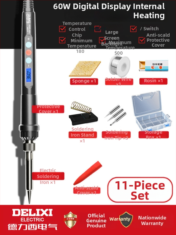 Delixi fier de lipit electric cu încălzire internă – temperatură reglabilă, element de încălzire ceramic, pentru lipire, dezlipire și pirografie