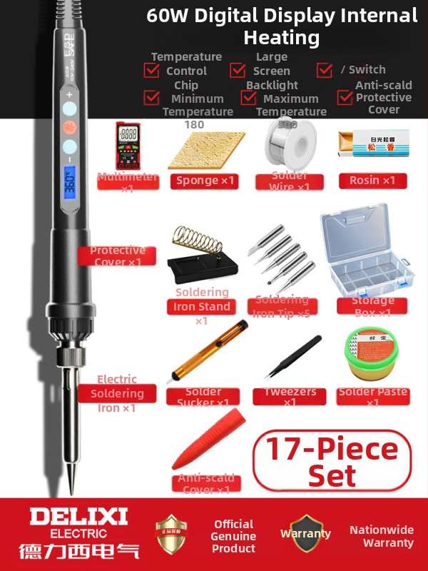 Delixi fier de lipit electric cu încălzire internă – temperatură reglabilă, element de încălzire ceramic, pentru lipire, dezlipire și pirografie