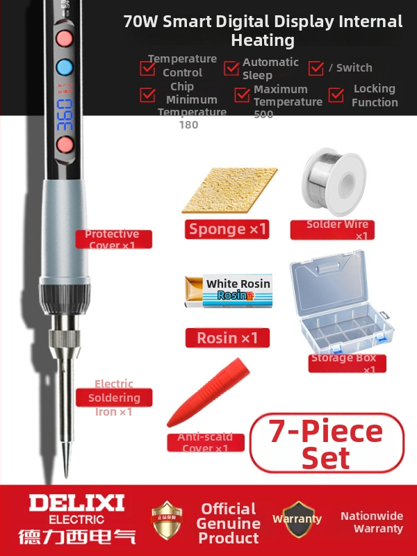 Delixi fier de lipit electric cu încălzire internă – temperatură reglabilă, element de încălzire ceramic, pentru lipire, dezlipire și pirografie