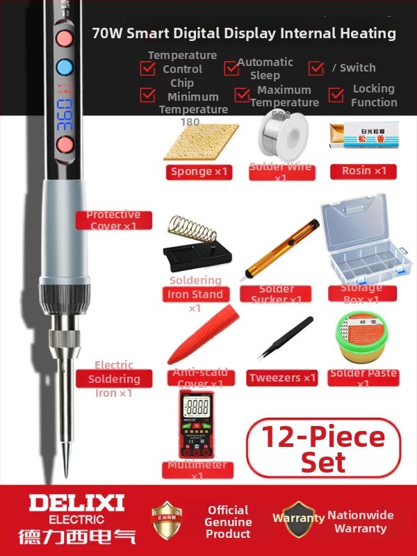 Delixi fier de lipit electric cu încălzire internă – temperatură reglabilă, element de încălzire ceramic, pentru lipire, dezlipire și pirografie