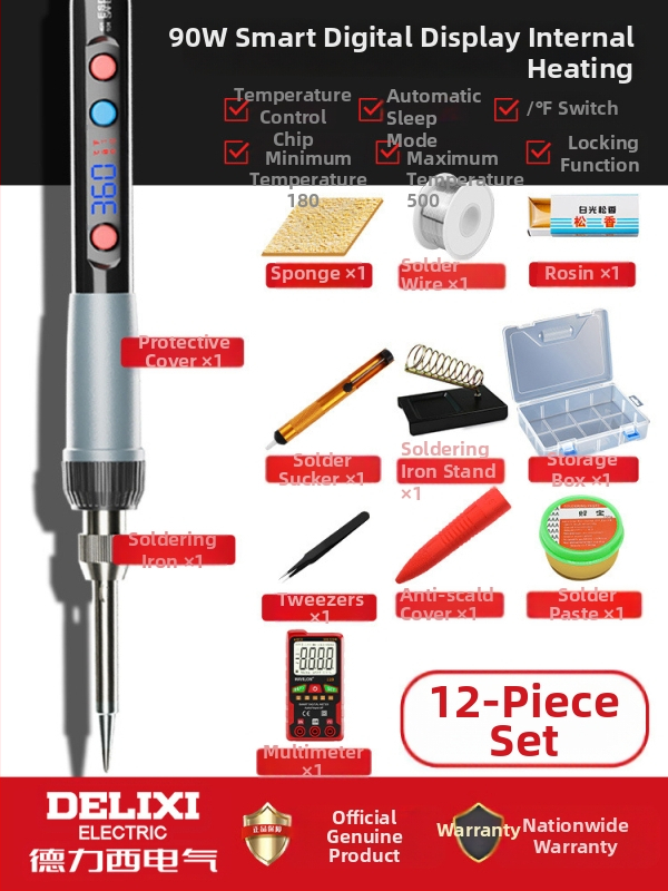 Delixi fier de lipit electric cu încălzire internă – temperatură reglabilă, element de încălzire ceramic, pentru lipire, dezlipire și pirografie