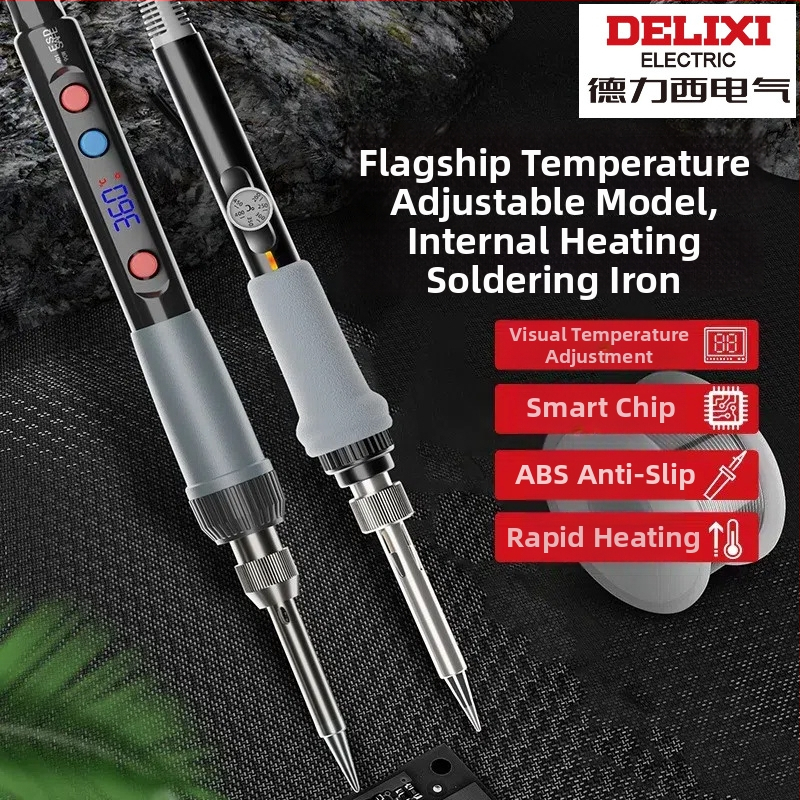 Delixi fier de lipit electric cu încălzire internă – temperatură reglabilă, element de încălzire ceramic, pentru lipire, dezlipire și pirografie