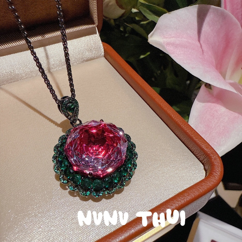 Colier geometric din zircon, încrustat cu diamante, stil franțuzesc retro