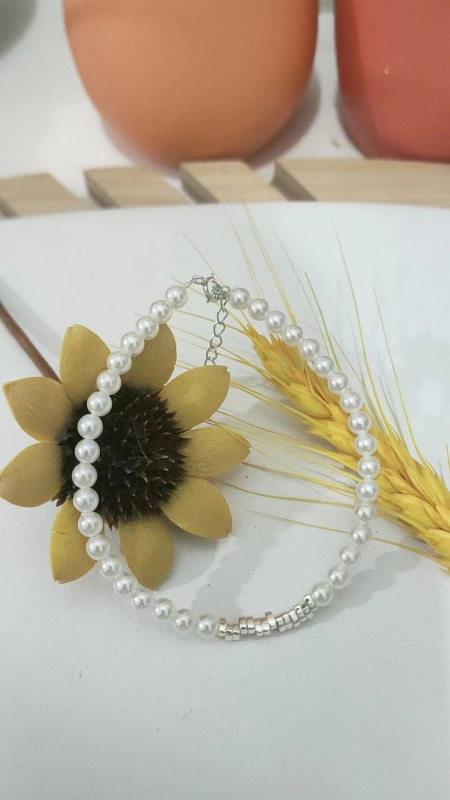 Colier geometric cu lanț perlat, din argint 925, Kun Ling, bijuterie feminină cu mai multe straturi