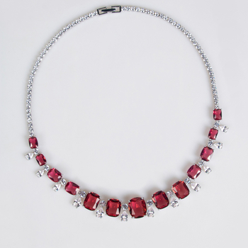 Set de bijuterii din cupru cu zirconiu: cercei și colier cu lanț clavicular; stil cub-drop, design nou chinezesc; motive: iubire, picătură de apă, clopot