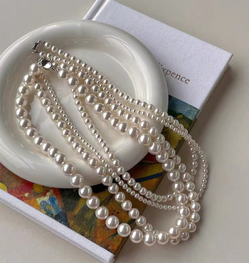 Colier din argint 925 cu lanț de perle și închidere Ingot, lucrat manual, design geometric, lux discret