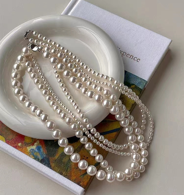 Colier din argint 925 cu lanț de perle și închidere Ingot, lucrat manual, design geometric, lux discret