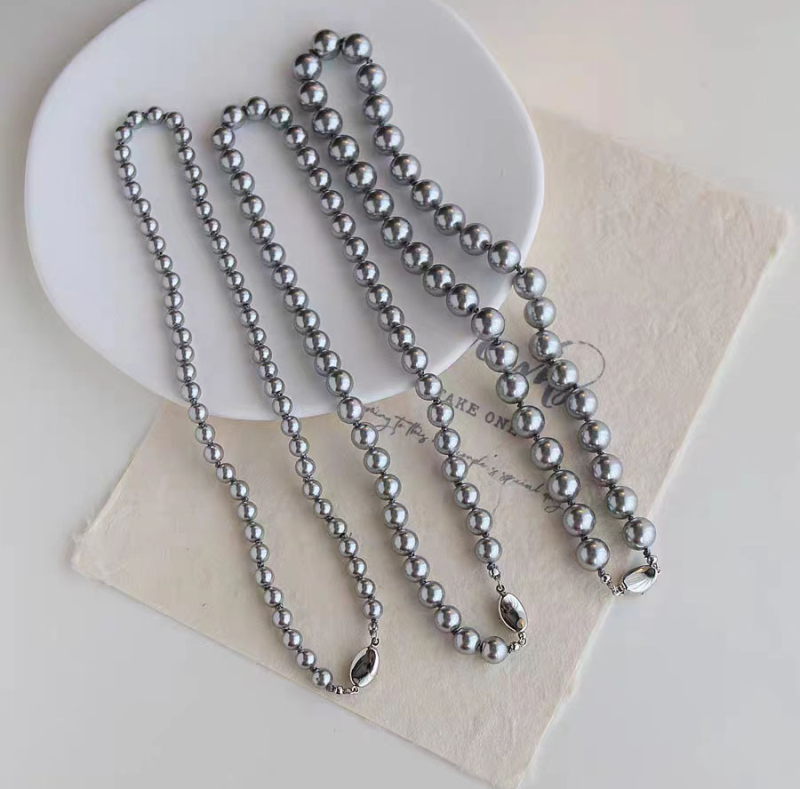 Colier din argint 925 cu lanț de perle și închidere Ingot, lucrat manual, design geometric, lux discret