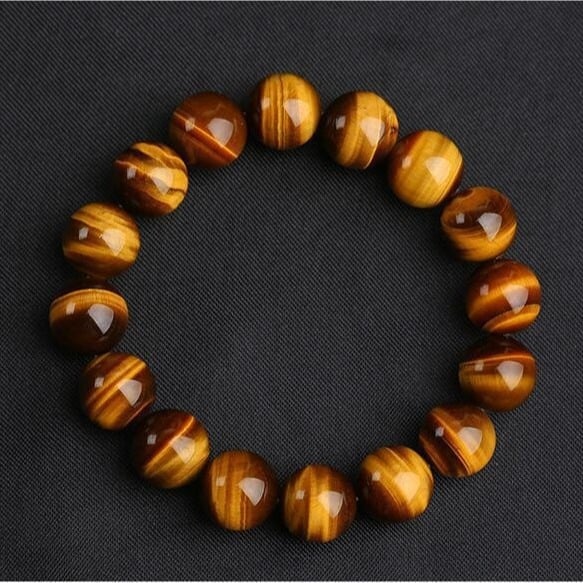 Браслет от тигово око, кръгли мъниста, полирани, естествен камък, код 45836