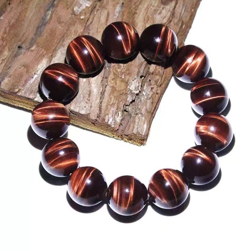 Браслет от тигово око, кръгли мъниста, полирани, естествен камък, код 45836