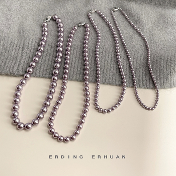 Ogrlica od staklenih perli, ručno izrađena, perljana lančica i privjesak od legure, elegantan stil