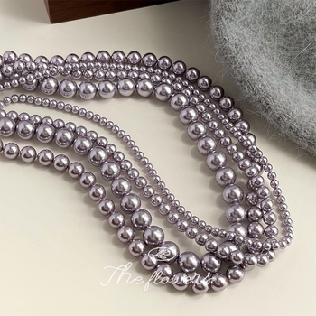 Ogrlica od staklenih perli, ručno izrađena, perljana lančica i privjesak od legure, elegantan stil