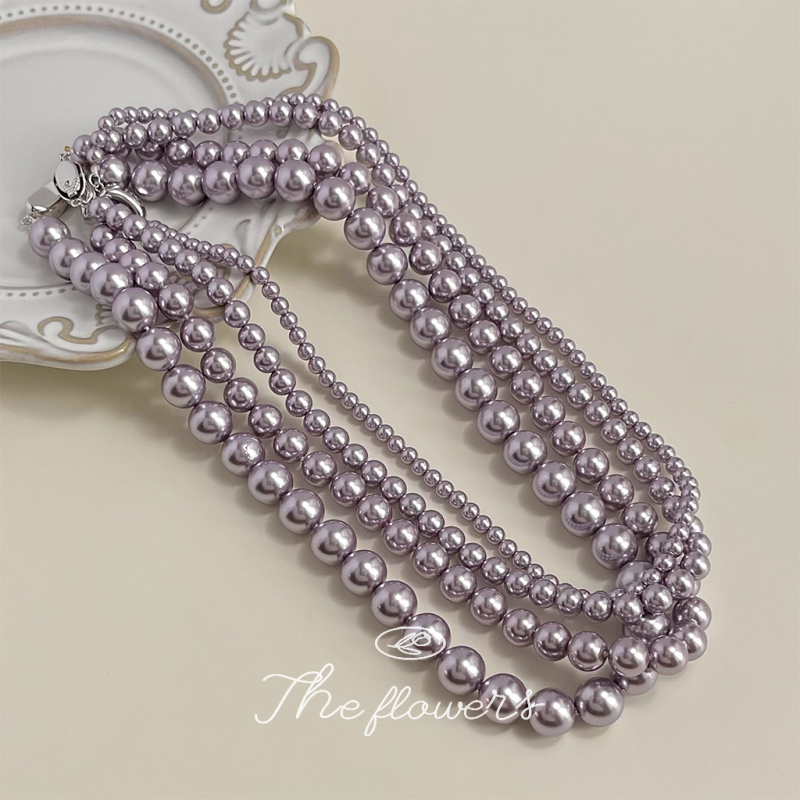 Ogrlica od staklenih perli, ručno izrađena, perljana lančica i privjesak od legure, elegantan stil