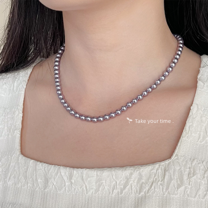 Ogrlica od staklenih perli, ručno izrađena, perljana lančica i privjesak od legure, elegantan stil