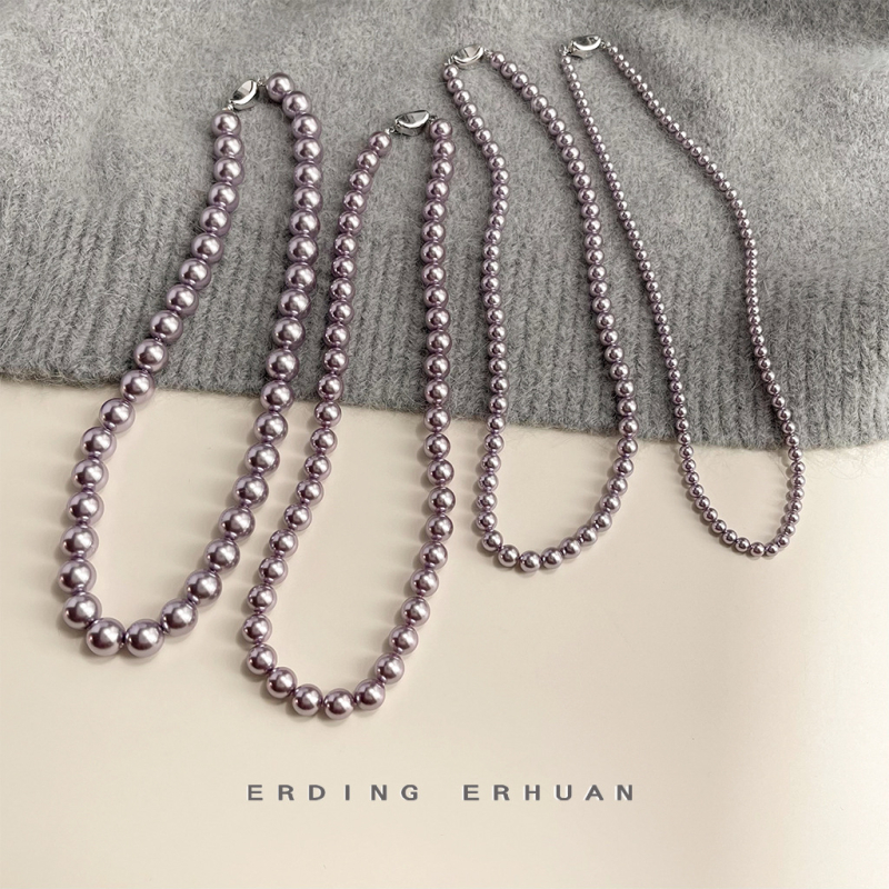 Ogrlica od staklenih perli, ručno izrađena, perljana lančica i privjesak od legure, elegantan stil