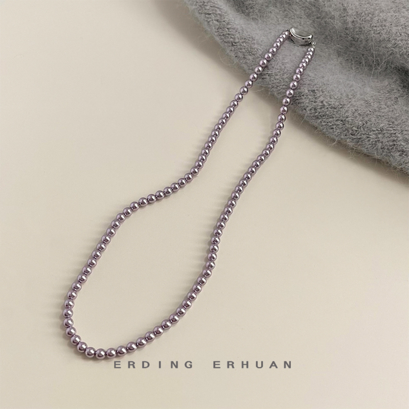 Ogrlica od staklenih perli, ručno izrađena, perljana lančica i privjesak od legure, elegantan stil