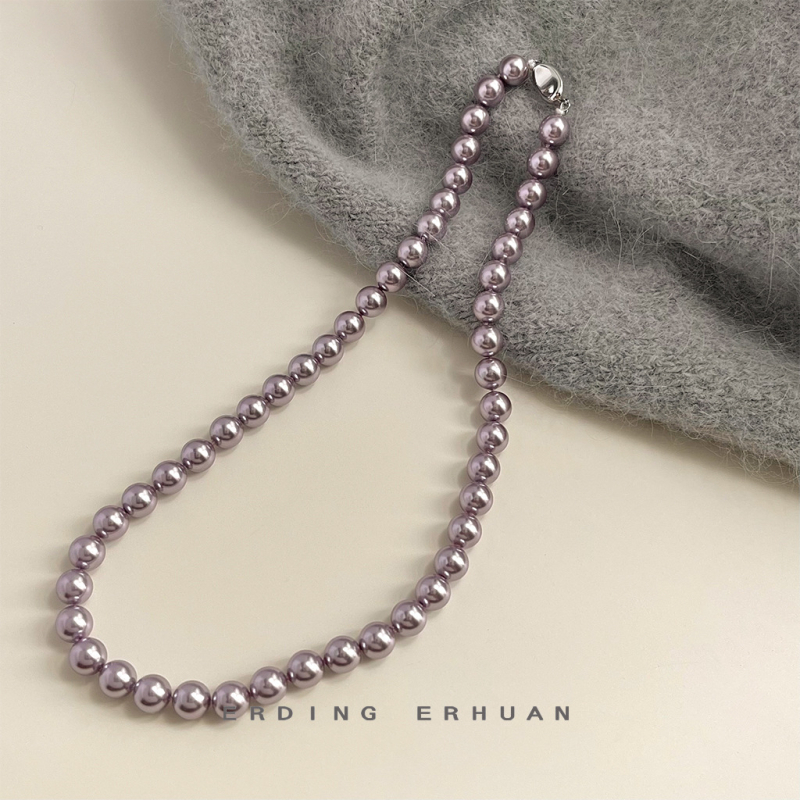 Ogrlica od staklenih perli, ručno izrađena, perljana lančica i privjesak od legure, elegantan stil